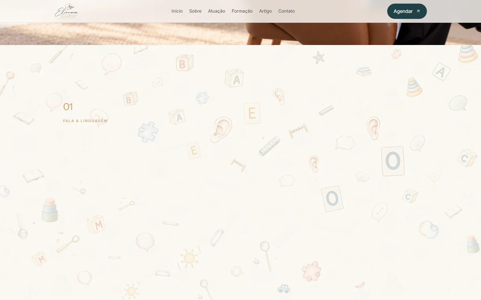 Captura real — seção de conteúdo do site